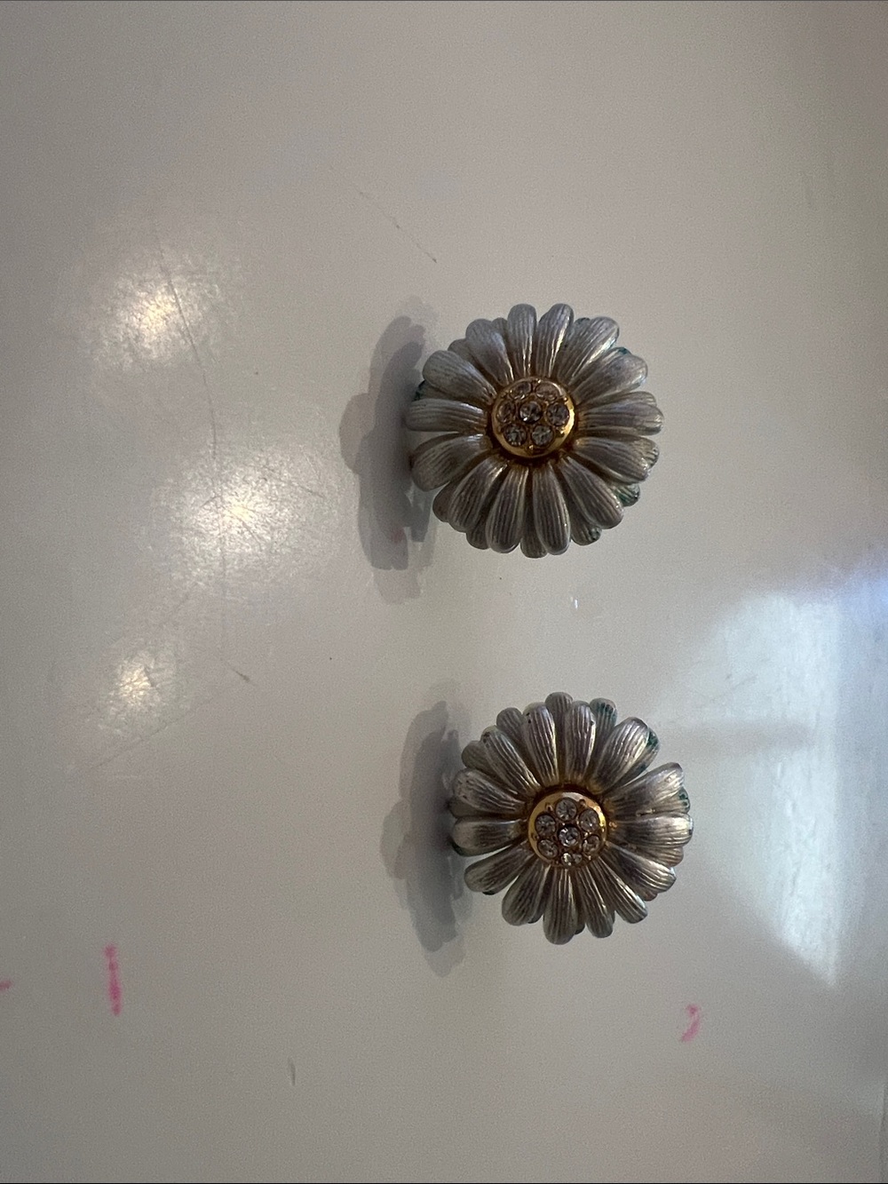 Brighton Silver-Tone Daisy Hair Clips with Gold Crystal Centers